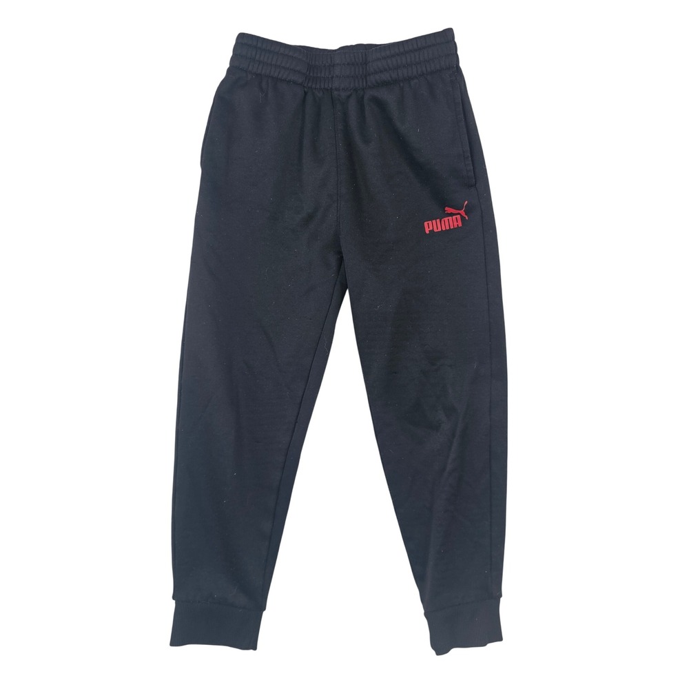 Puma Boys Black Fleece Joggers Red Logo Sweatpants Size S‎ 6/7 TS55JYP709852